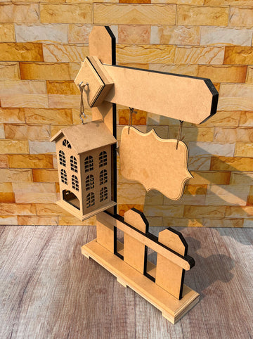 Floor Lantern Stand with Plank